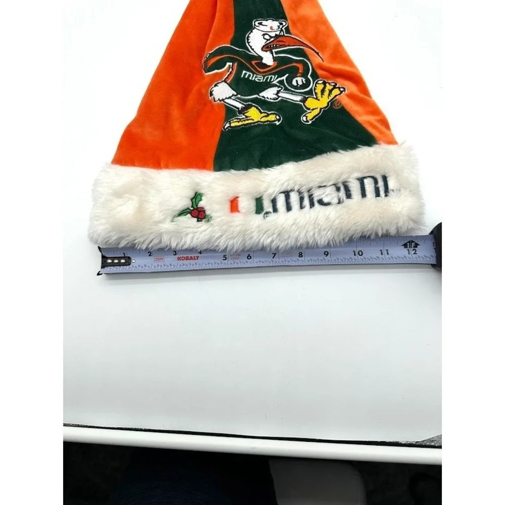 Vintage Miami Hurricanes Santa Hat NCAA Plush Christmas Holiday Forever Collecti